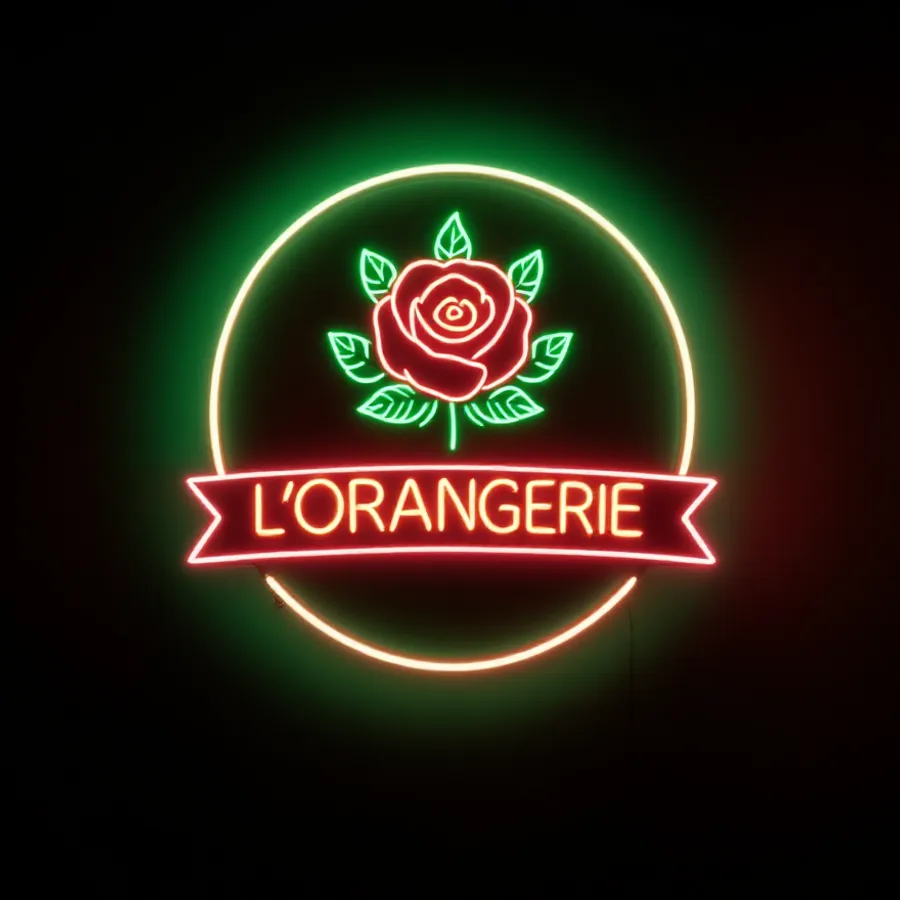 Exemple de maquette d’enseigne néon « L’Orangerie » pour fleuriste